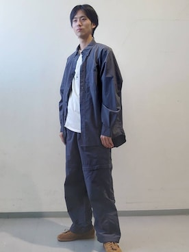 「アイテム（スニーカー、ブラウン系）」を使った、かずしさん（メンズ・176cm）の春コーディネート
