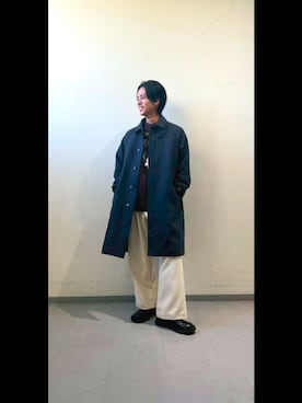 「アイテム（ステンカラーコート）」を使った、かずしさん（メンズ・176cm）の秋コーディネート