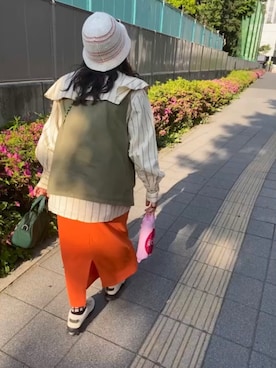 「Lattice（Lattice）のアイテム（ニットキャップ/ビーニー）」を使った、harashi22さん（レディース・158cm）の春コーディネート