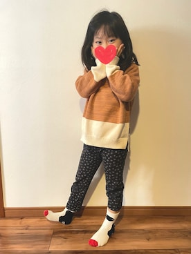 「CHUMS（チャムス）のアイテム（レッグウェア）」を使った、mkpicsさん（キッズ・110cm）の冬コーディネート