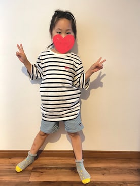 「CHUMS（チャムス）のアイテム（トップス）」を使った、mkpicsさん（キッズ・110cm）の夏コーディネート