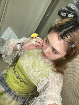 「BEAMS BOY（ビームスボーイ）のBEAMS BOY / 2WAY レース アームカバー（付け襟）」を使った、𝗻𝗶𝗸𝗶𝘀𝗮𝗺𝗮♡さん（レディース・158cm）の春コーディネート