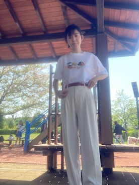「GRL（グレイル）のアイテム（パンツ、ホワイト系）」を使った、✿॰ॱ Mai ✿॰ॱさん（レディース・167cm）の春コーディネート