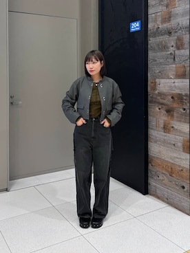 「KBF（ケイビーエフ）のシアーベロアシャーリングスリーブトップス（Tシャツ/カットソー）」を使った、アサイーさん（レディース・160cm）の秋コーディネート