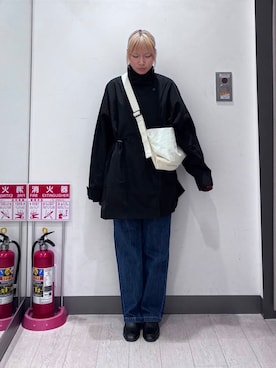「KBF（ケイビーエフ）のアイテム（ナイロンジャケット）」を使った、アサイーさん（レディース・160cm）の冬コーディネート