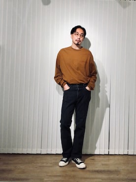 「Firsthand（ファーストハンド）のアイテム（Tシャツ/カットソー）」を使った、きいちさん（メンズ・180cm）の秋コーディネート