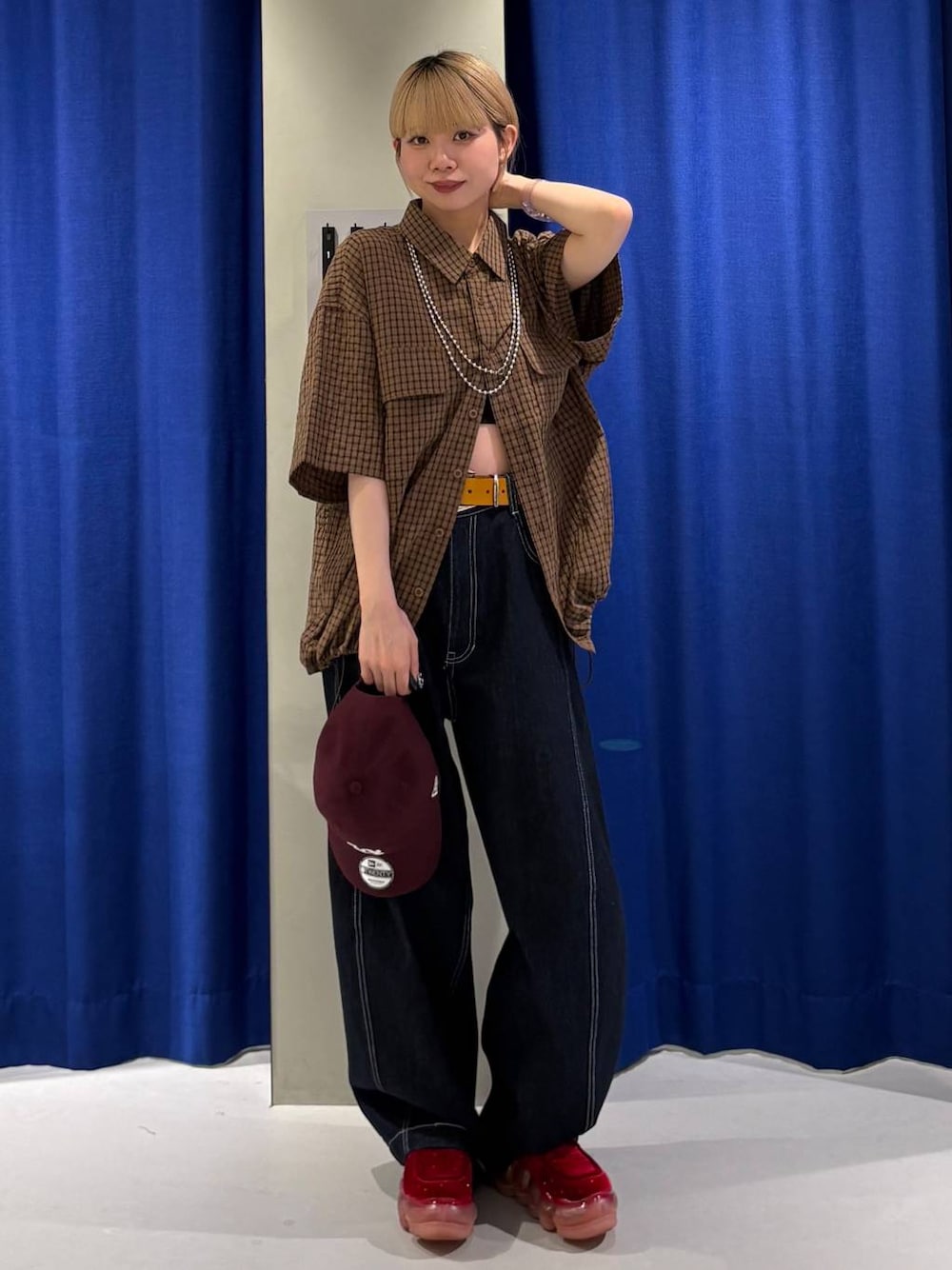 「メンズライク、カジュアル、ガーリー、個性派、モード、レイヤードスタイル」｜「PAGEBOYの【NEWERA】9TWENTY（キャップ、ブラック系）」を使った、pisさん（レディース・157cm）の夏コーディネートの1枚目の写真