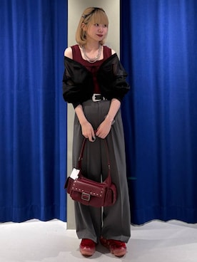 「アイテム（タンクトップ、レッド系）」を使った、pisさん（レディース・157cm）の夏コーディネート