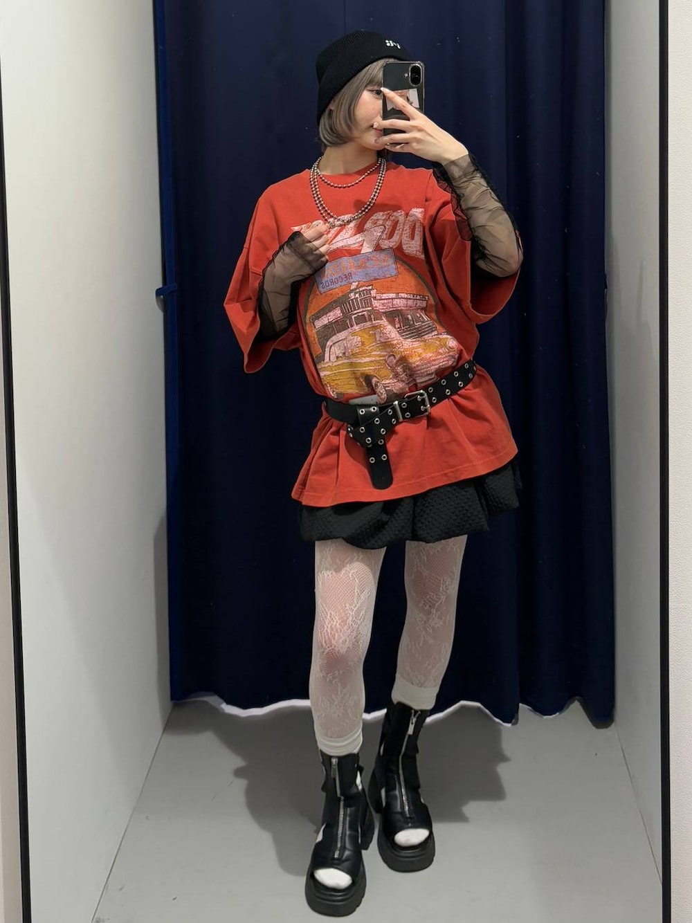 「ガーリー、個性派、モード、メンズライク、Tシャツ、ユニセックス、韓国系、PAGEBOY、ヴィンテージ、PBLIM」｜「PAGEBOYのアソートロングネックレス（ネックレス、シルバー系）」を使った、pisさん（レディース・157cm）の夏コーディネートの1枚目の写真