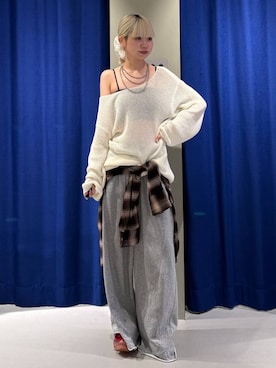 「PAGEBOY（ページボーイ）のサイドタックルーズウラケパンツ/イージーパンツ【4color・2size】（スウェットパンツ）」を使った、pisさん（レディース・157cm）の夏コーディネート