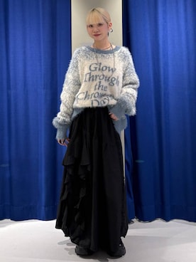 「PAGEBOY（ページボーイ）のラインフリンジティアードスカート/フリルスカート【ウエストゴム・ストレスフリー】（スカート）」を使った、pisさん（レディース・157cm）の秋コーディネート