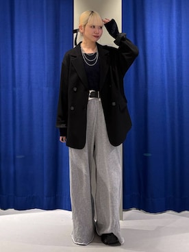 「PAGEBOY（ページボーイ）のサイドタックルーズウラケパンツ/イージーパンツ【4color・2size】（スウェットパンツ）」を使った、pisさん（レディース・157cm）の秋コーディネート