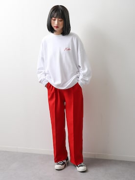 「FILA（フィラ）のアイテム（スウェット）」を使った、ZIP FIVE【Official】さん（レディース・162cm）の冬コーディネート