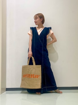 「ジュートバッグ」｜ogaさん（レディース・147cm）の春コーディネート