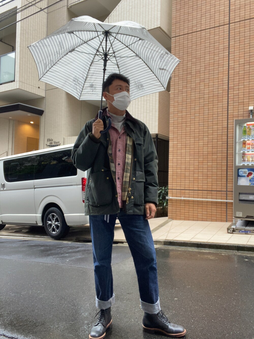 「秋冬コーデ、大人コーデ、今日のコーデ、ootd、カジュアルコーデ、バブアー」｜「WAREHOUSEのアイテム（デニムパンツ、その他）」を使った、manpou1984さん（メンズ・175cm）の秋コーディネートの1枚目の写真