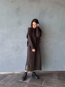 「Lui's（ルイス）のアイテム（ワンピース/ドレス）」を使った、Mikiさん（レディース・158cm）の冬コーディネート
