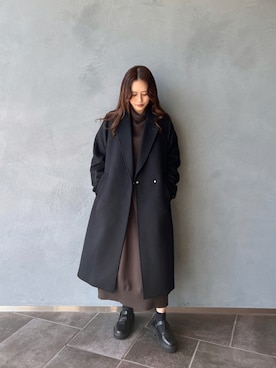 「Lui's（ルイス）のアイテム（チェスターコート）」を使った、Mikiさん（レディース・158cm）の冬コーディネート
