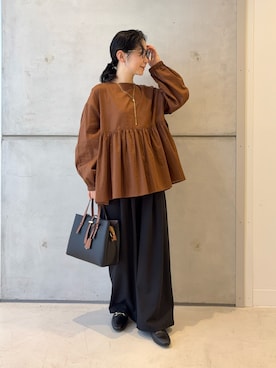 「アイテム（トートバッグ）」を使った、西野きよさん（レディース・152cm・30代）の秋コーディネート