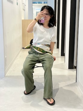 「HANES（ヘインズ）のアイテム」を使った、今日の西野さん（レディース・152cm）の夏コーディネート
