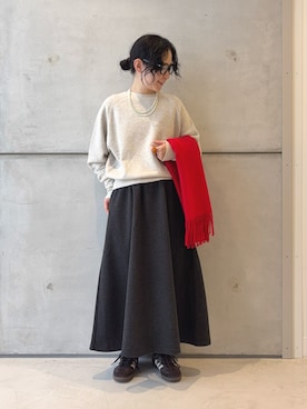 「赤アイテム」｜西野きよさん（レディース・152cm）の冬コーディネート