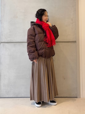 「アイテム（ストール/ショール）」を使った、西野きよさん（レディース・152cm）の秋コーディネート