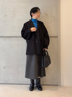 「アイテム（ヘアアクセサリー）」を使った、西野きよさん（レディース・152cm）の秋コーディネート