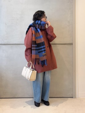 「アイテム（その他アウター、レッド系）」を使った、西野きよさん（レディース・152cm）の冬コーディネート