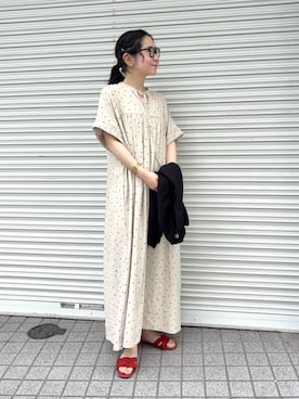 「かぐれ（カグレ）のハイツイストコットンワイドカーディガン（カーディガン/ボレロ、ブラック系）」を使った、西野きよさん（レディース・152cm）の春コーディネート