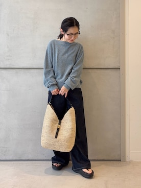 「URBAN RESEARCH DOORS（アーバンリサーチドアーズ）の『別注』Lee101×DOORS　WIDE PANTS（デニムパンツ、ブルー系）」を使った、西野きよさん（レディース・152cm）の春コーディネート