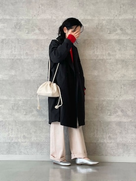 「巾着バッグ」｜「アイテム（その他アウター）」を使った、今日の西野さん（レディース・152cm）の冬コーディネート
