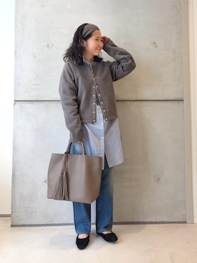 「アイテム（トートバッグ）」を使った、西野きよさん（レディース・152cm）の秋コーディネート