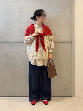 「アイテム（バレエシューズ）」を使った、西野きよさん（レディース・152cm）の冬コーディネート