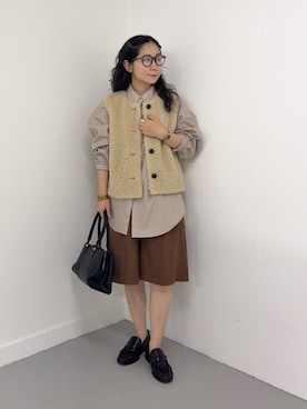 「ウェーブ×カジュアル」｜西野きよさん（レディース・152cm）の秋コーディネート