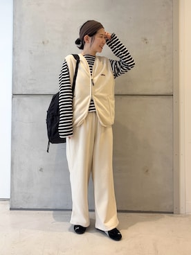 「アイテム（ヘアアクセサリー）」を使った、西野きよさん（レディース・152cm）の秋コーディネート