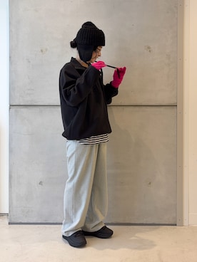 「アイテム（レインシューズ）」を使った、西野きよさん（レディース・152cm）の冬コーディネート