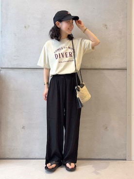 「URBAN RESEARCH DOORS（アーバンリサーチドアーズ）の『UVカット/接触冷感/吸水速乾』ドライタッチリラックスパンツ（その他パンツ）」を使った、西野きよさん（レディース・152cm）の夏コーディネート