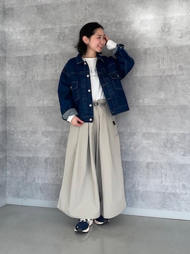 「Gramicci（グラミチ）のアイテム（オールインワン・サロペット）」を使った、今日の西野さん（レディース・152cm）の冬コーディネート