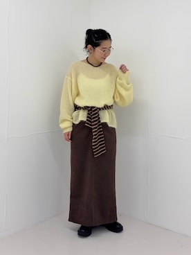 「URBAN RESEARCH（アーバンリサーチ）のdecor『デコール』　Stone Necklace（ネックレス、ブラウン系）」を使った、西野きよさん（レディース・152cm）の秋コーディネート
