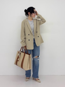 「RODE SKO（ロデスコ）のアイテム（バッグ）」を使った、西野きよさん（レディース・152cm）の春コーディネート