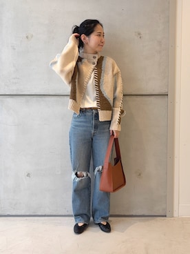 「カーディガン」｜西野きよさん（レディース・152cm）の秋コーディネート