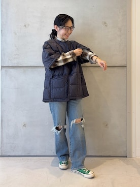 「アイテム（ダウンジャケット/コート）」を使った、西野きよさん（レディース・152cm）の秋コーディネート