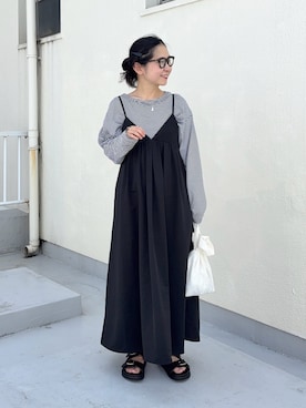 「SMELLY（スメリー）のSMELLY so’　newjade  swing necklace（ネックレス、シルバー系）」を使った、西野きよさん（レディース・152cm）の夏コーディネート