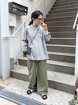 「アイテム（バレッタ/ヘアクリップ）」を使った、西野きよさん（レディース・152cm）の夏コーディネート