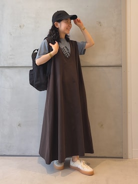 「アイテム（キャップ）」を使った、西野きよさん（レディース・152cm・30代）の夏コーディネート