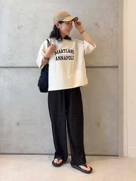 「URBAN RESEARCH DOORS（アーバンリサーチドアーズ）の『UVカット/接触冷感/吸水速乾』ドライタッチリラックスパンツ（その他パンツ）」を使った、西野きよさん（レディース・152cm）の夏コーディネート