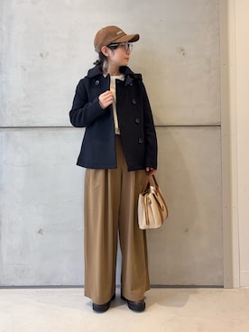 「寒い」｜「アイテム（帽子）」を使った、西野きよさん（レディース・152cm）の冬コーディネート