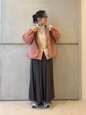 「アイテム（メガネ）」を使った、西野きよさん（レディース・152cm）の冬コーディネート