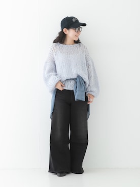 「URBAN RESEARCH（アーバンリサーチ）のdecor『デコール』　ROW CODE NECKLACE（ネックレス、ブラック系）」を使った、西野きよさん（レディース・152cm）の秋コーディネート