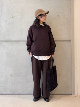 「アイテム（キャップ）」を使った、西野きよさん（レディース・152cm）の秋コーディネート