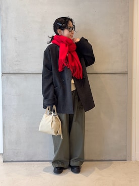 「アイテム（ストール/ショール）」を使った、西野きよさん（レディース・152cm）の冬コーディネート